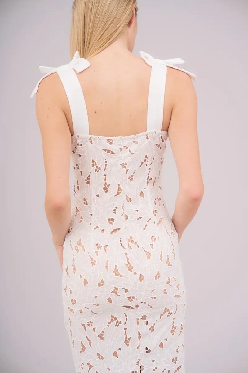 Daisy Bow Strap Dress ??Soft White Lus Deluné
