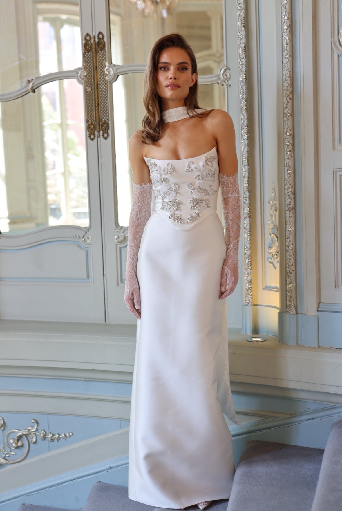 Isadora Embellished Corset Gown - Pearl Ivory Lus Deluné