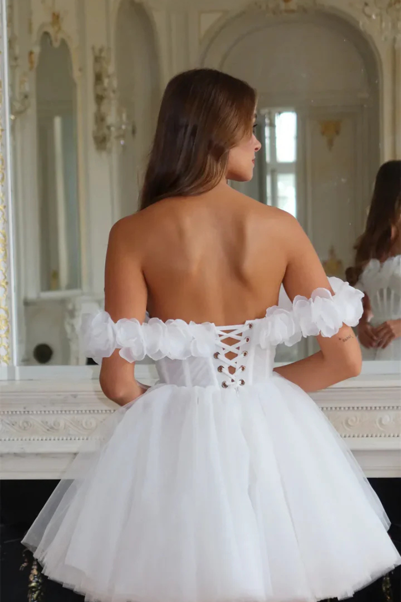 Rosette Tulle Dress - Cloud White Lus Deluné