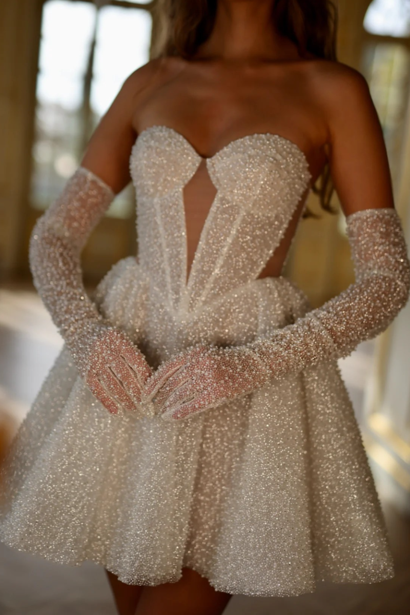 Mariposa Corset Mini Dress - Champagne Sparkle Lus Deluné