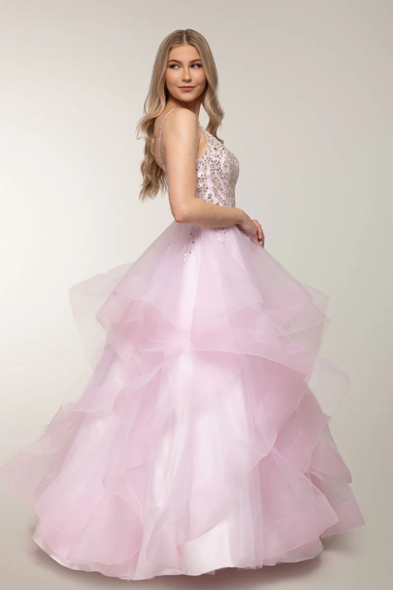 Araminta Ruffle Gown - Blush Petal Lus Deluné