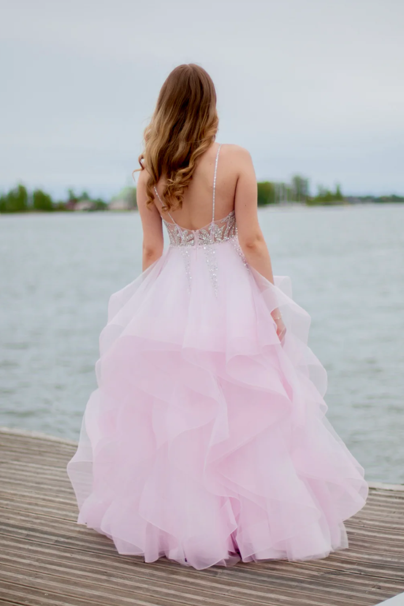 Araminta Ruffle Gown - Blush Petal Lus Deluné