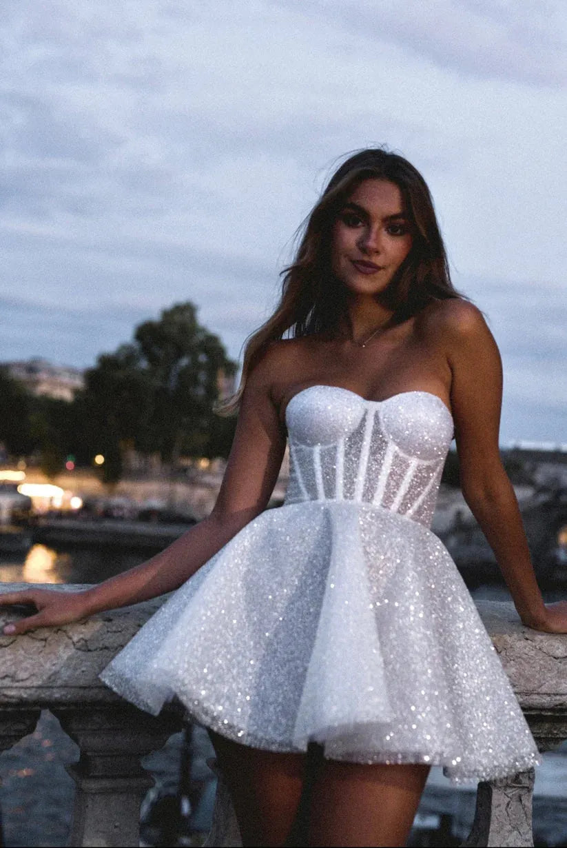 Lucienne Corset Mini Dress - Starlight White Lus Deluné
