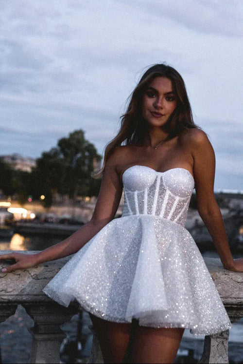 Lucienne Corset Mini Dress - Starlight White Lus Deluné