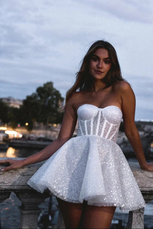 Lucienne Corset Mini Dress - Starlight White Lus Deluné