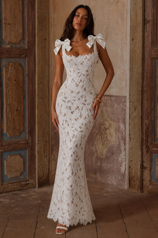 Daisy Bow Strap Dress - Soft White Lus Deluné