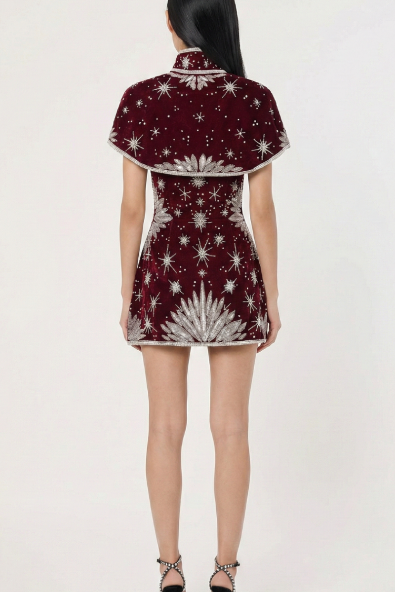 Celeste Mandarin Dress - Ruby Wine Lus Deluné