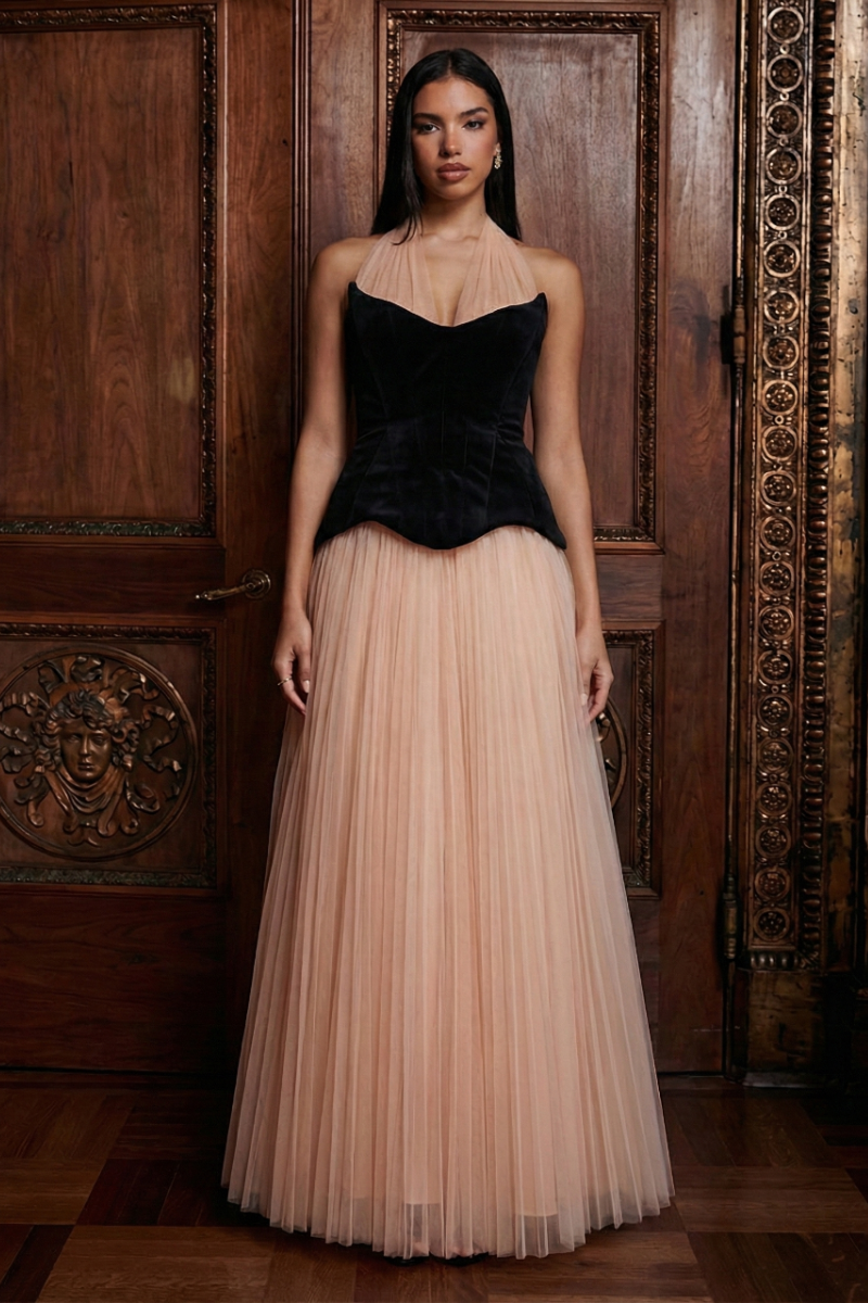 Iris Halter Dress - Blush Noir Lus Deluné