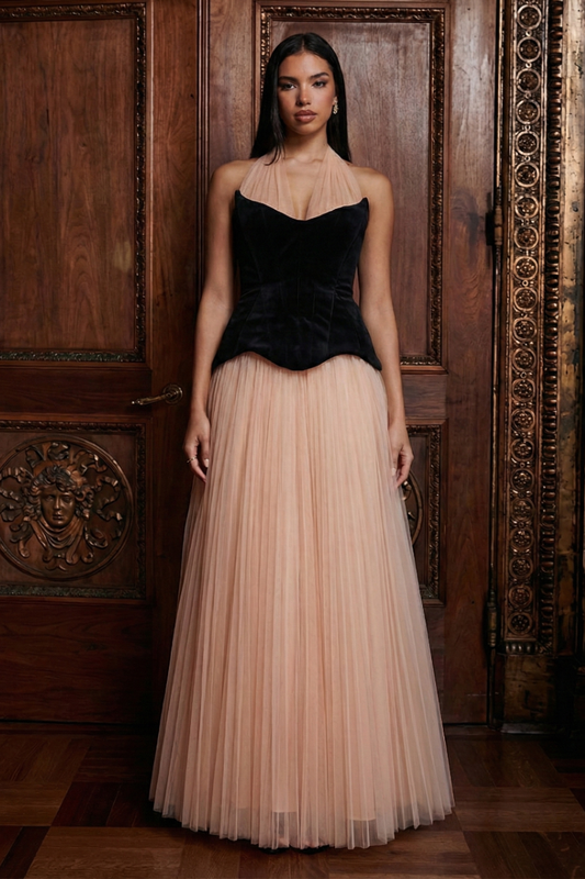 Iris Halter Dress - Blush Noir Lus Deluné