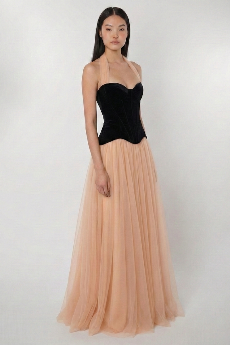 Iris Halter Dress - Blush Noir Lus Deluné
