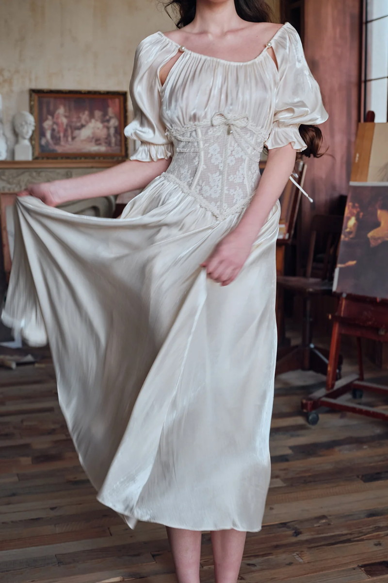Anastasia Lace Dress - Ivory Pearl Lus Deluné