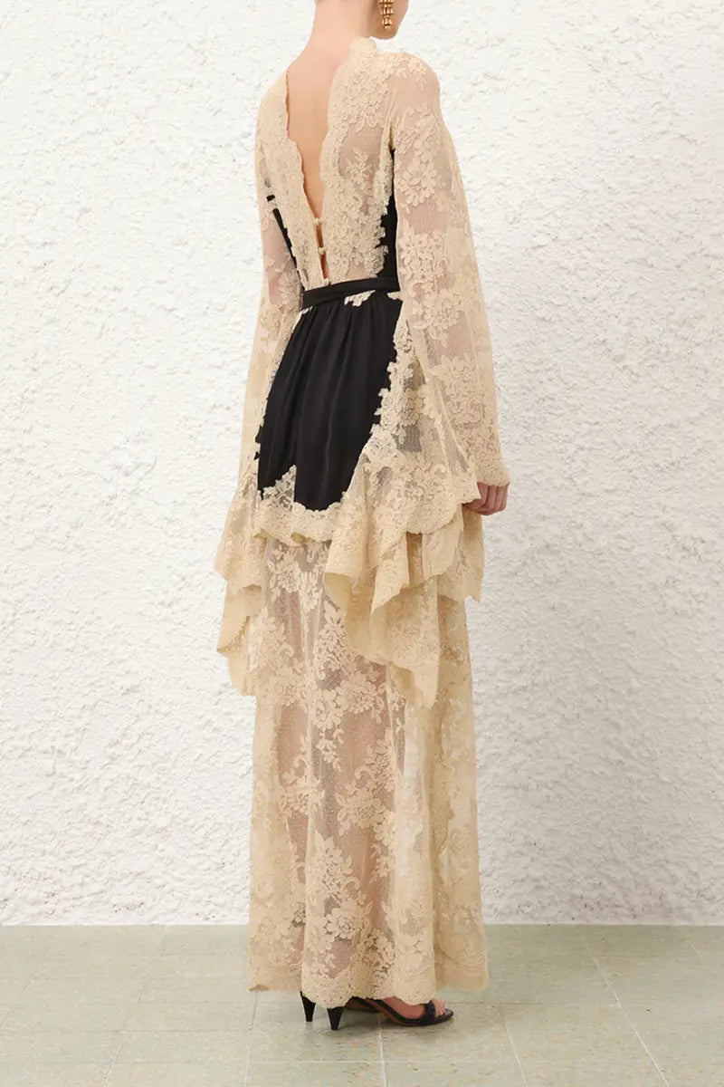Ethereal Lace Gown - Black Champagne  Lus Delun