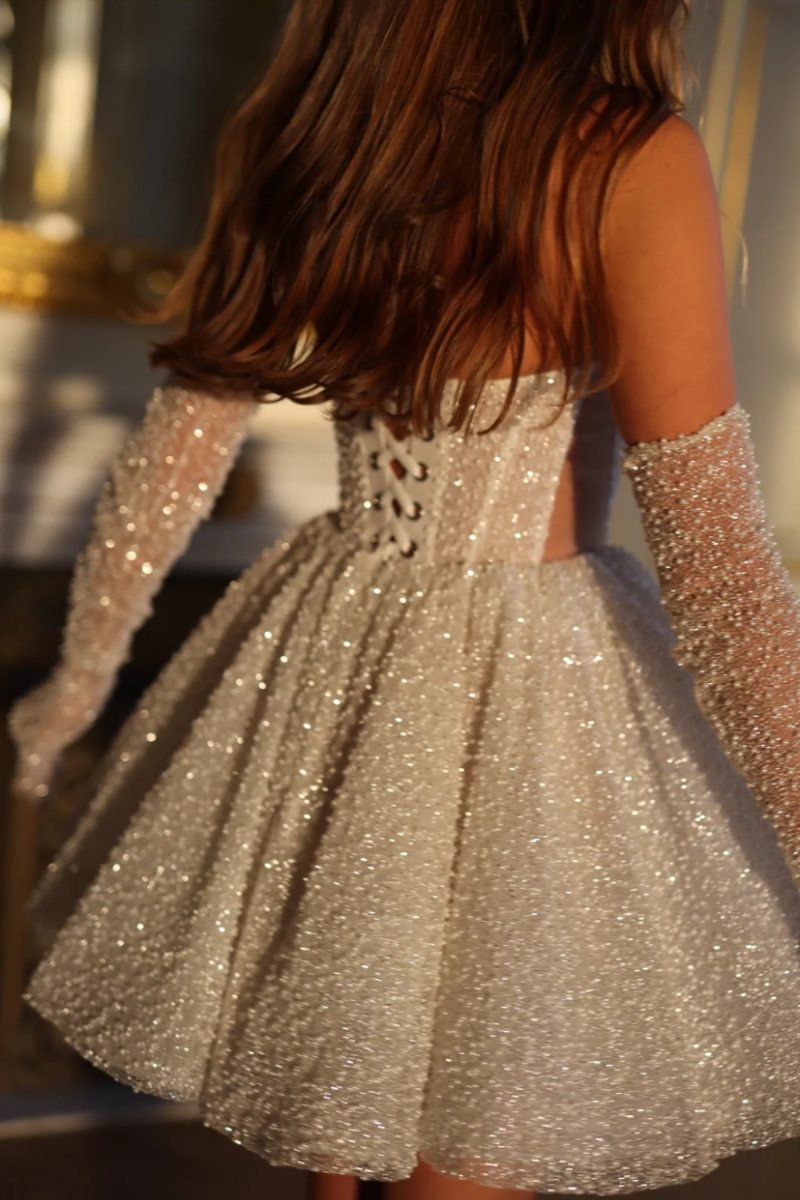 Mariposa Corset Mini Dress - Champagne Sparkle Lus Deluné