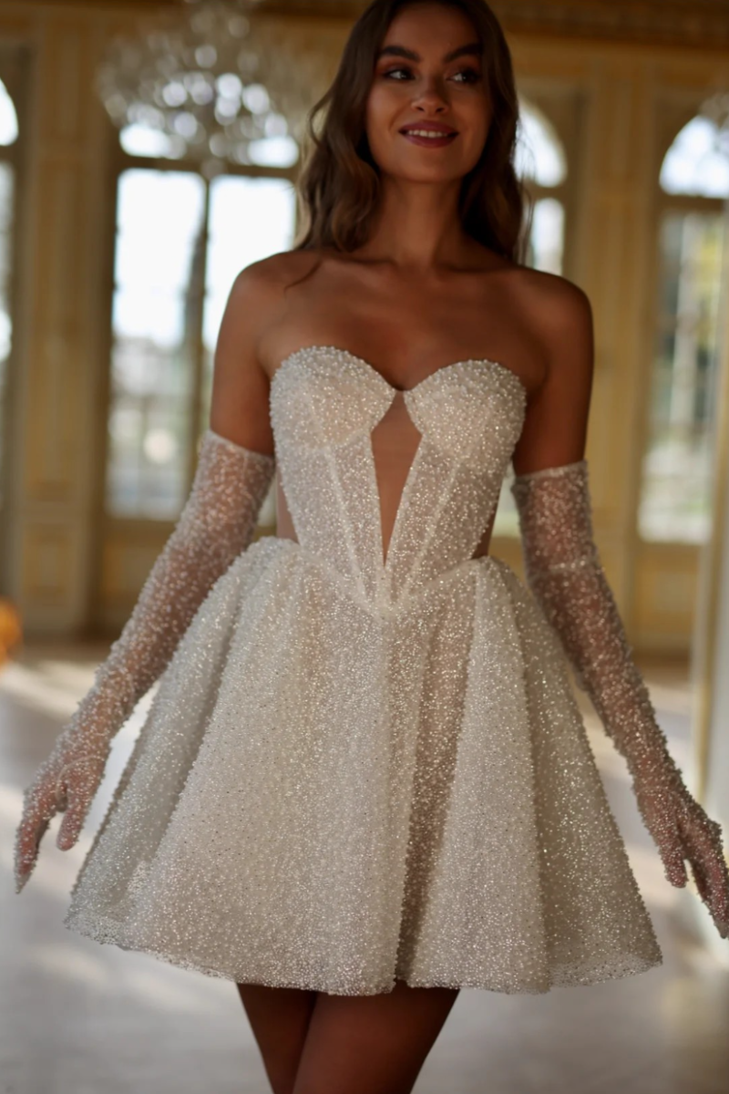 Mariposa Corset Mini Dress - Champagne Sparkle Lus Deluné