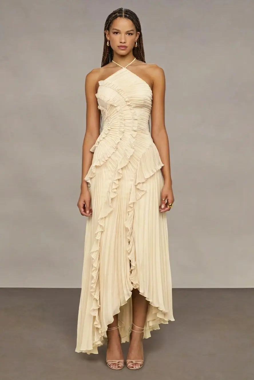 Aurora Pleated Gown ??Buttercream Yell Lus Deluné