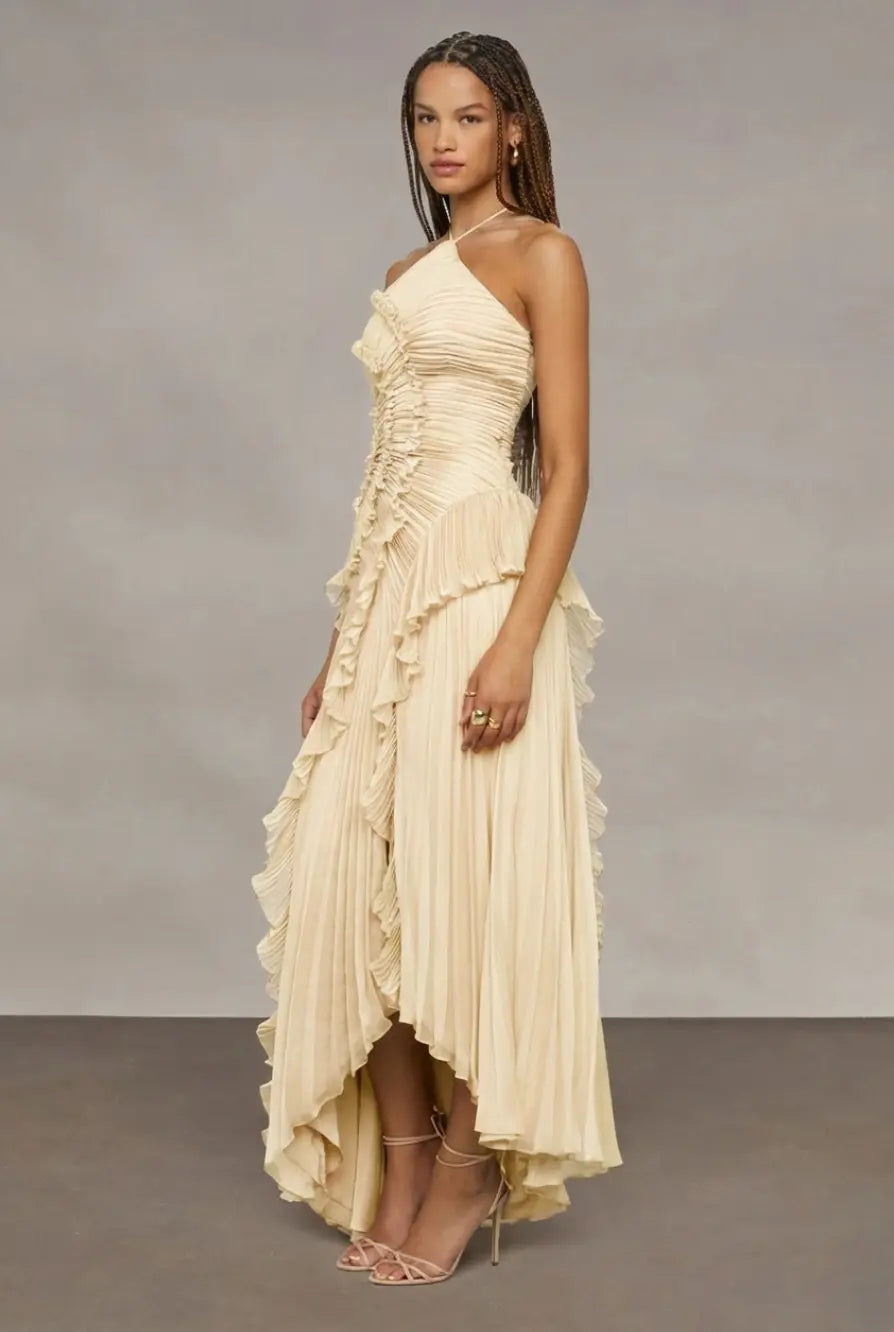 Aurora Pleated Gown ??Buttercream Yell Lus Deluné