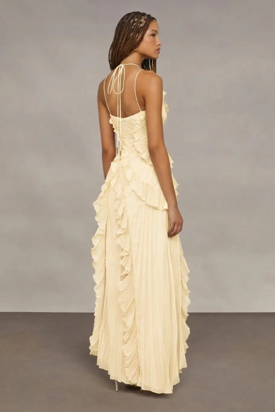 Aurora Pleated Gown ??Buttercream Yell Lus Deluné