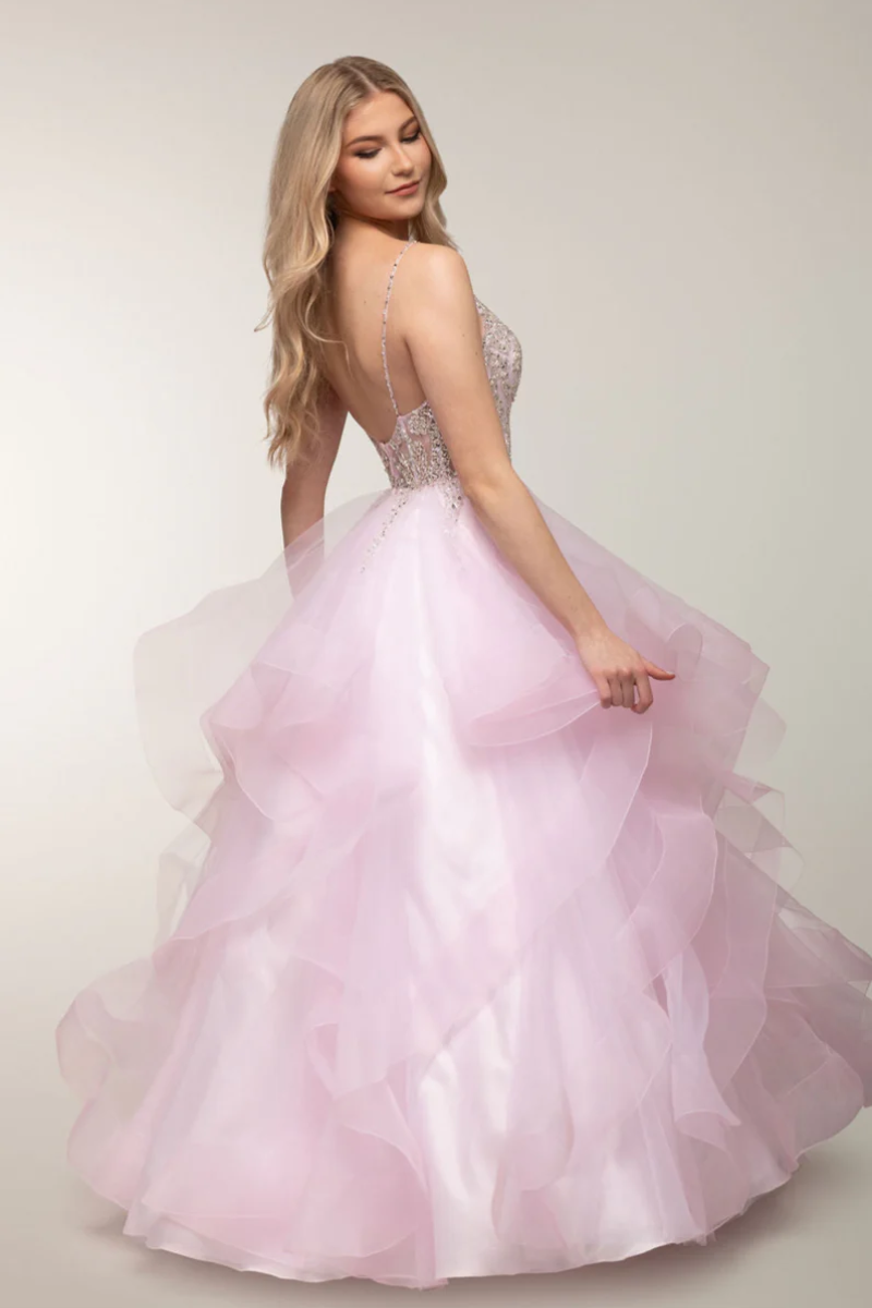 Araminta Ruffle Gown - Blush Petal Lus Deluné