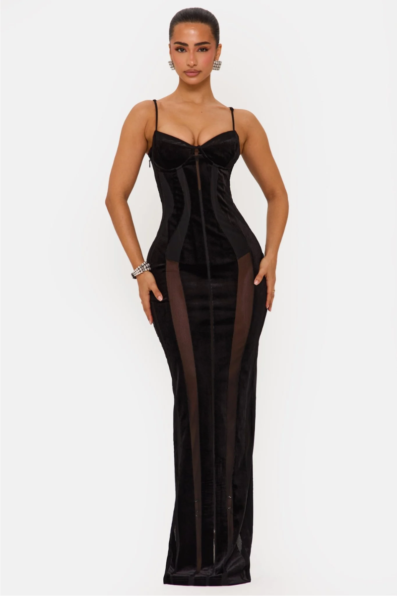 Velour Eclipse Gown - Sheer Noir Murci