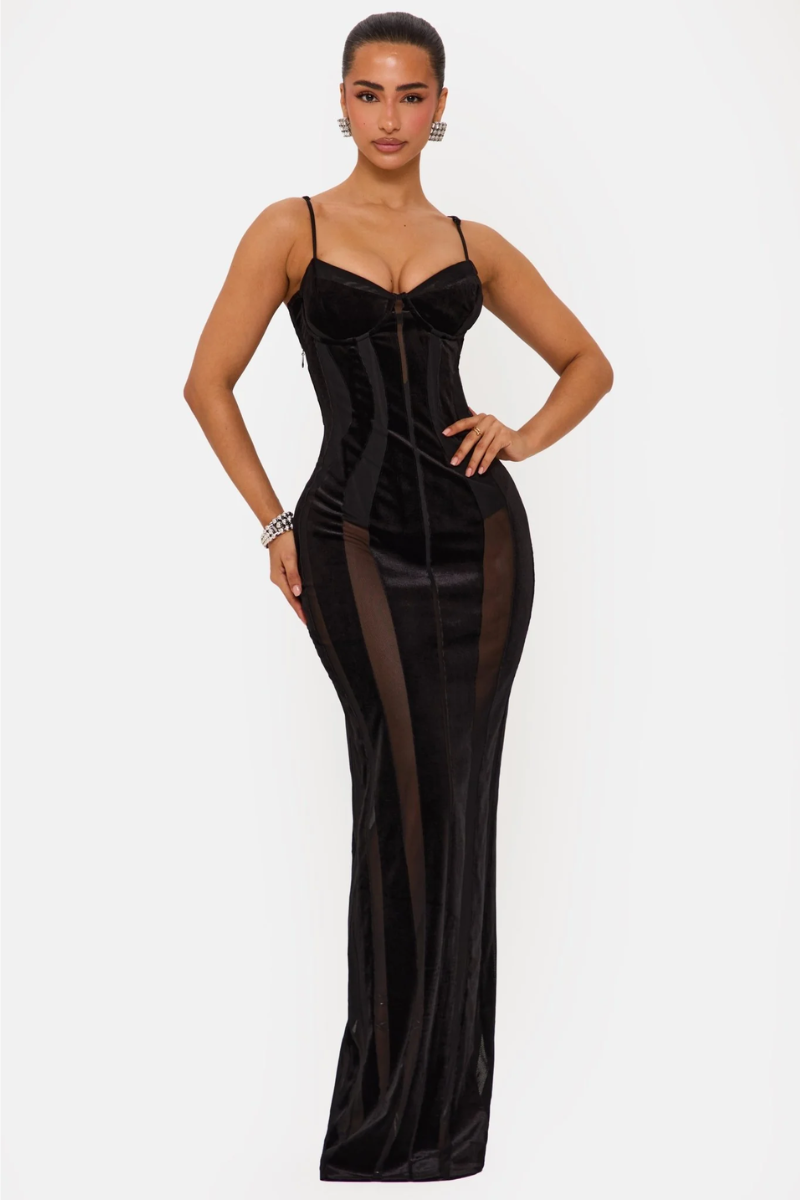 Velour Eclipse Gown - Sheer Noir Murci