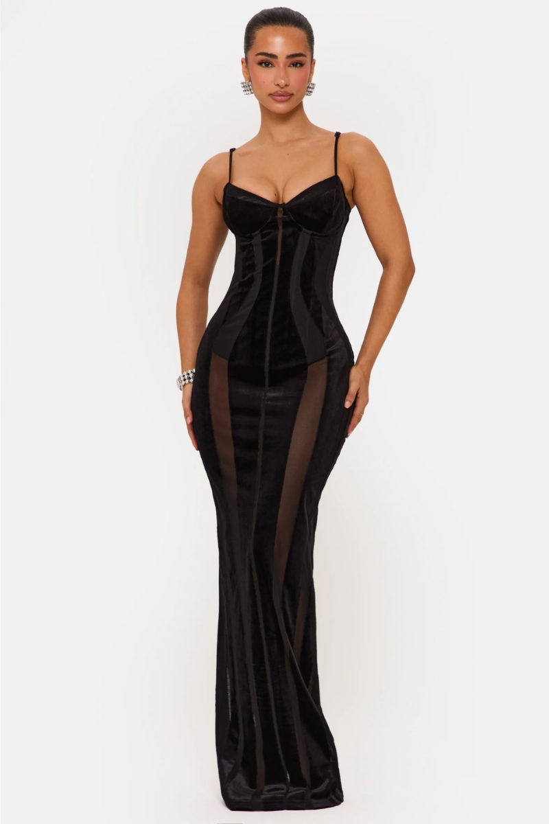 Velour Eclipse Gown - Sheer Noir Murci