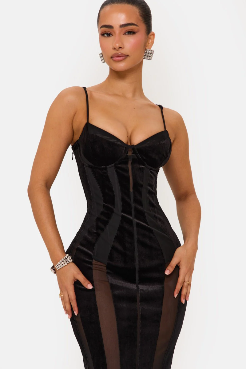 Velour Eclipse Gown - Sheer Noir Murci