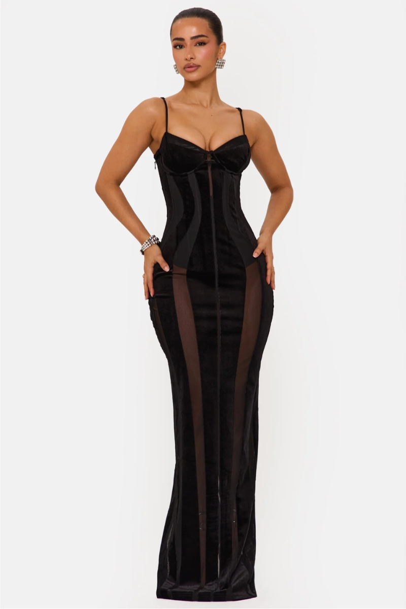 Velour Eclipse Gown - Sheer Noir Murci