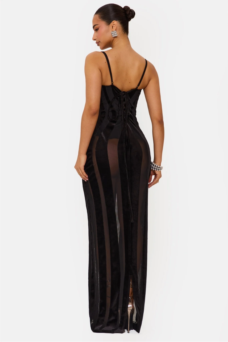 Velour Eclipse Gown - Sheer Noir Murci
