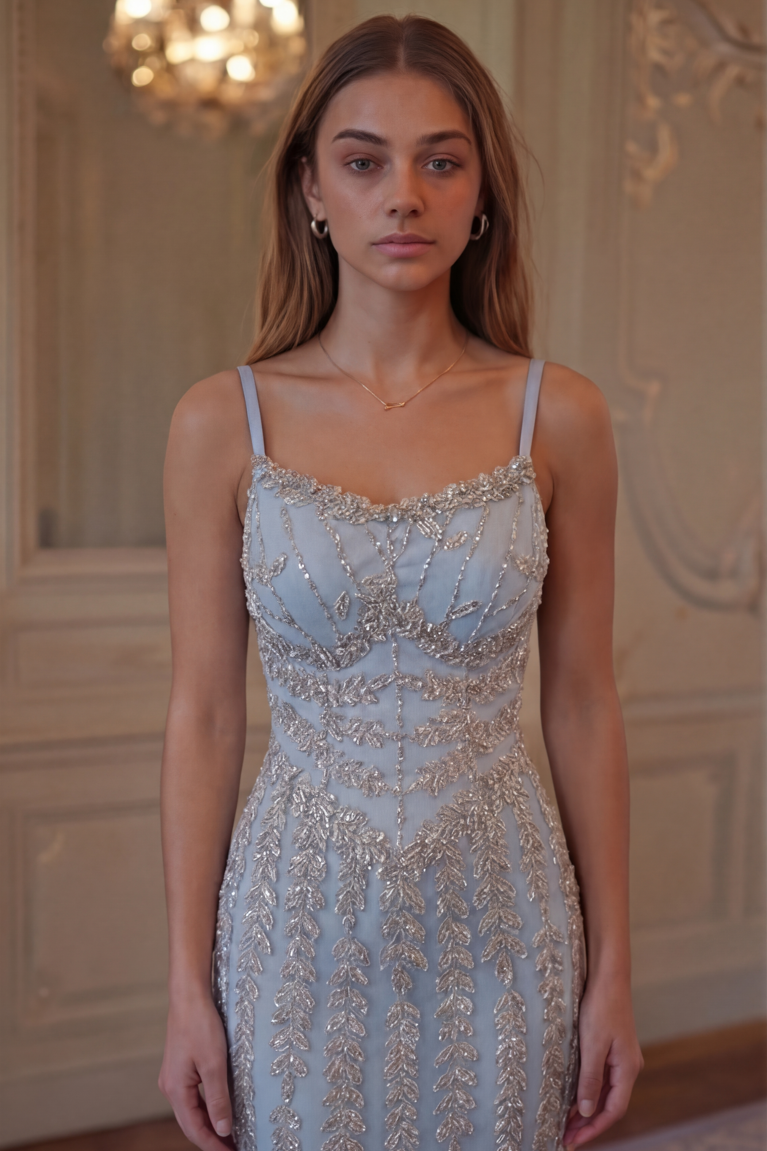 Celeste Beaded Gown - Powder Blue Lus Deluné