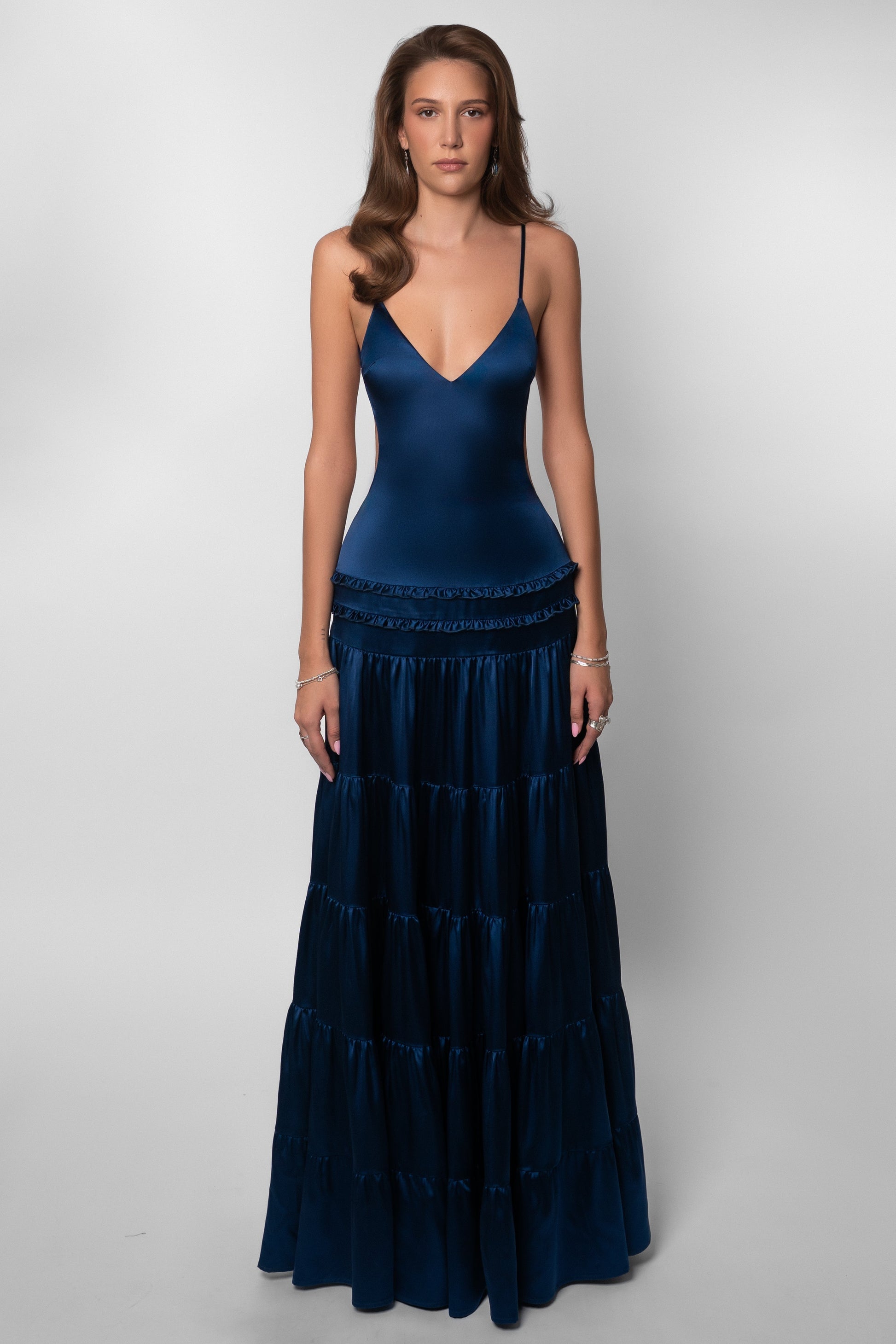 Iris Tiered Gown — Midnight Blue Lus Deluné
