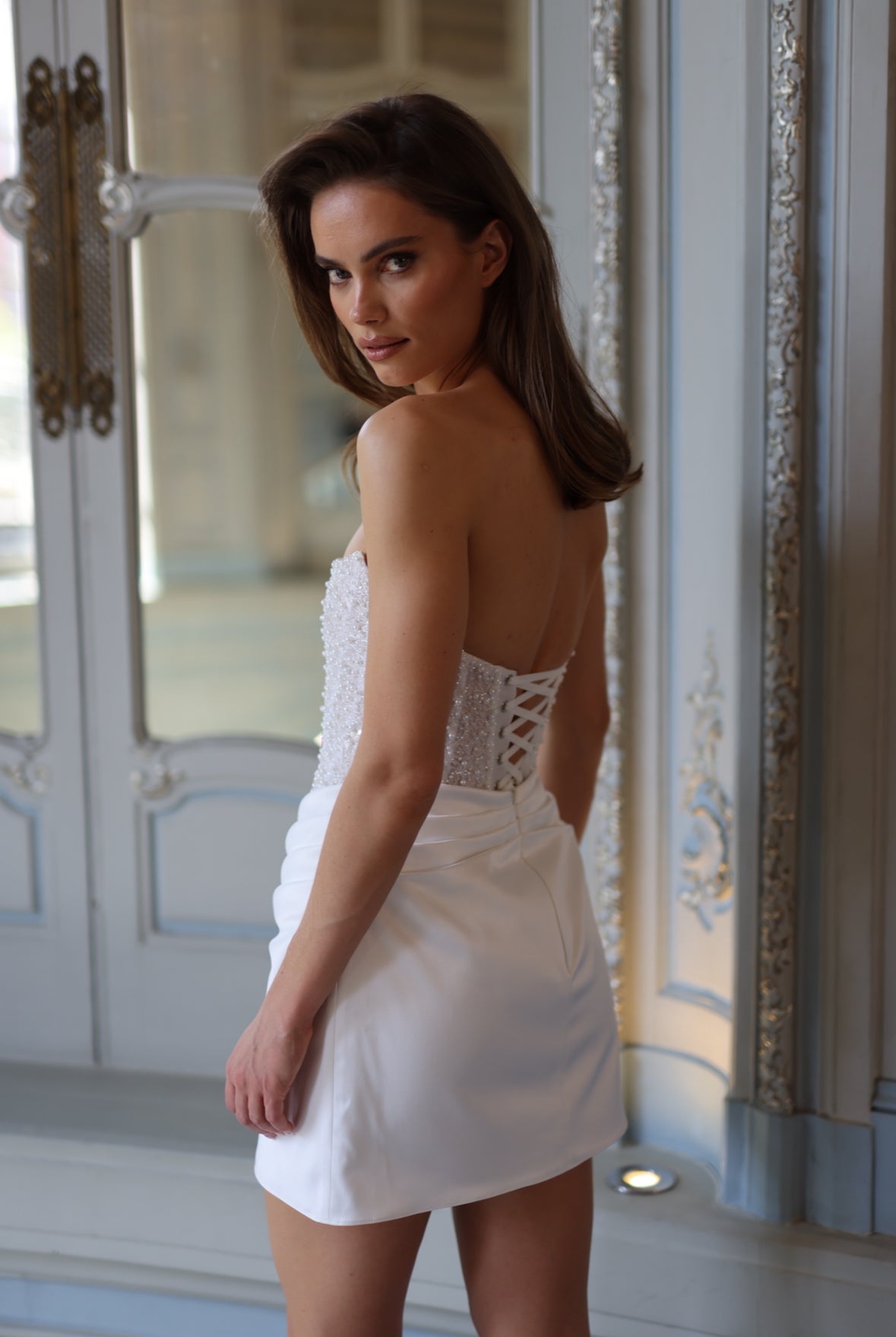 Valentina Pearl Corset Dress - Bridal Ivory Lus Deluné