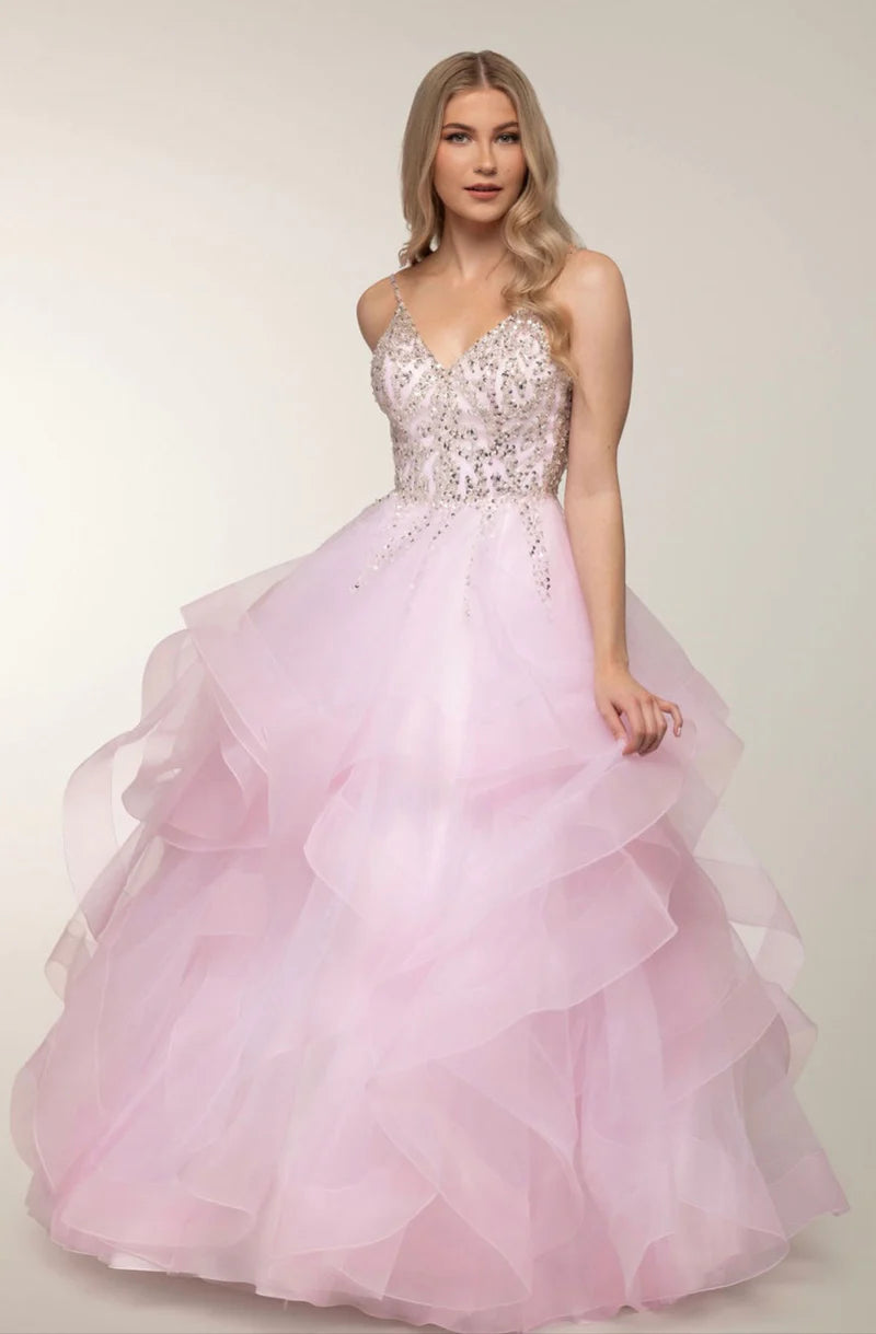 Araminta Ruffle Gown - Blush Petal Lus Deluné