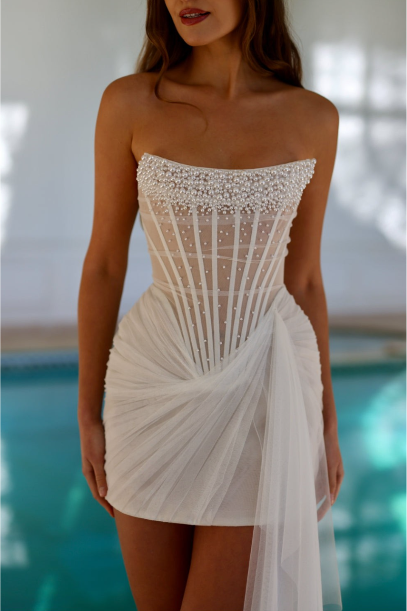 Elysian Draped Dress - Porcelain White Lus Deluné