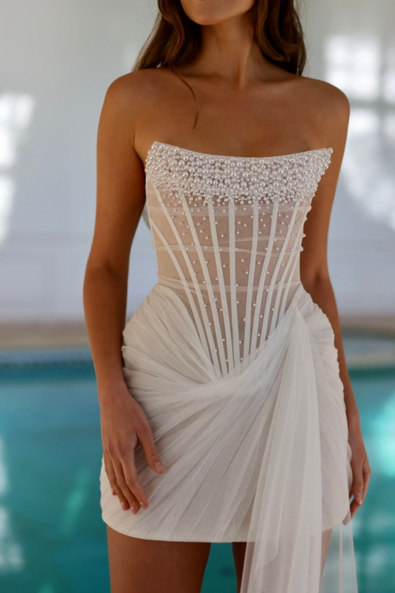 Elysian Draped Dress - Porcelain White Lus Deluné