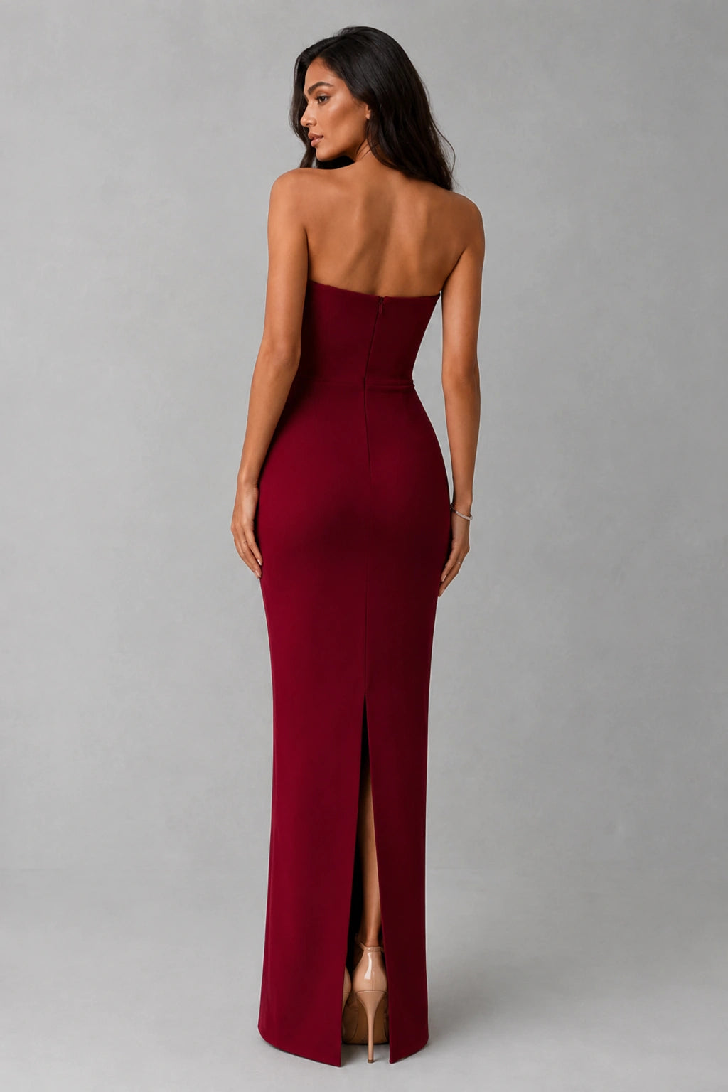 Rosalie Floral Appliqué Gown — Crimson Red Lus Deluné