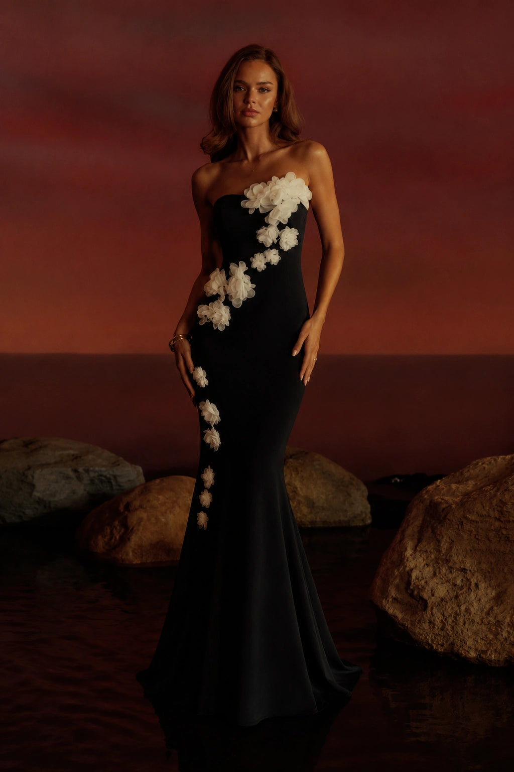 Noir Bloom Strapless Mermaid Gown — Midnight Black Lus Deluné