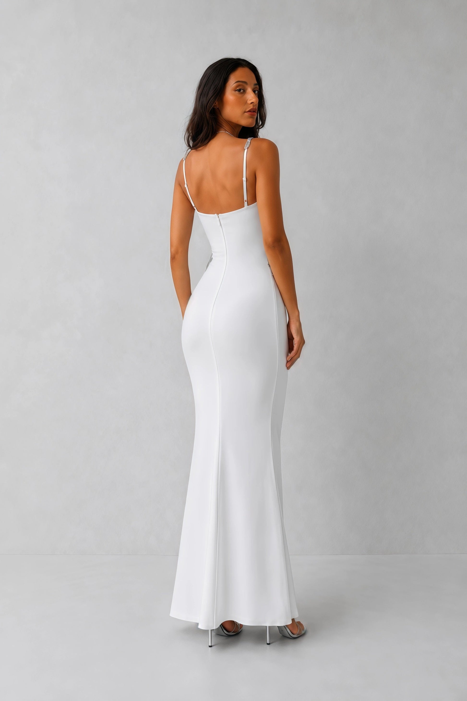 Ophelia Crystal Halter Gown — Pearl White Lus Deluné