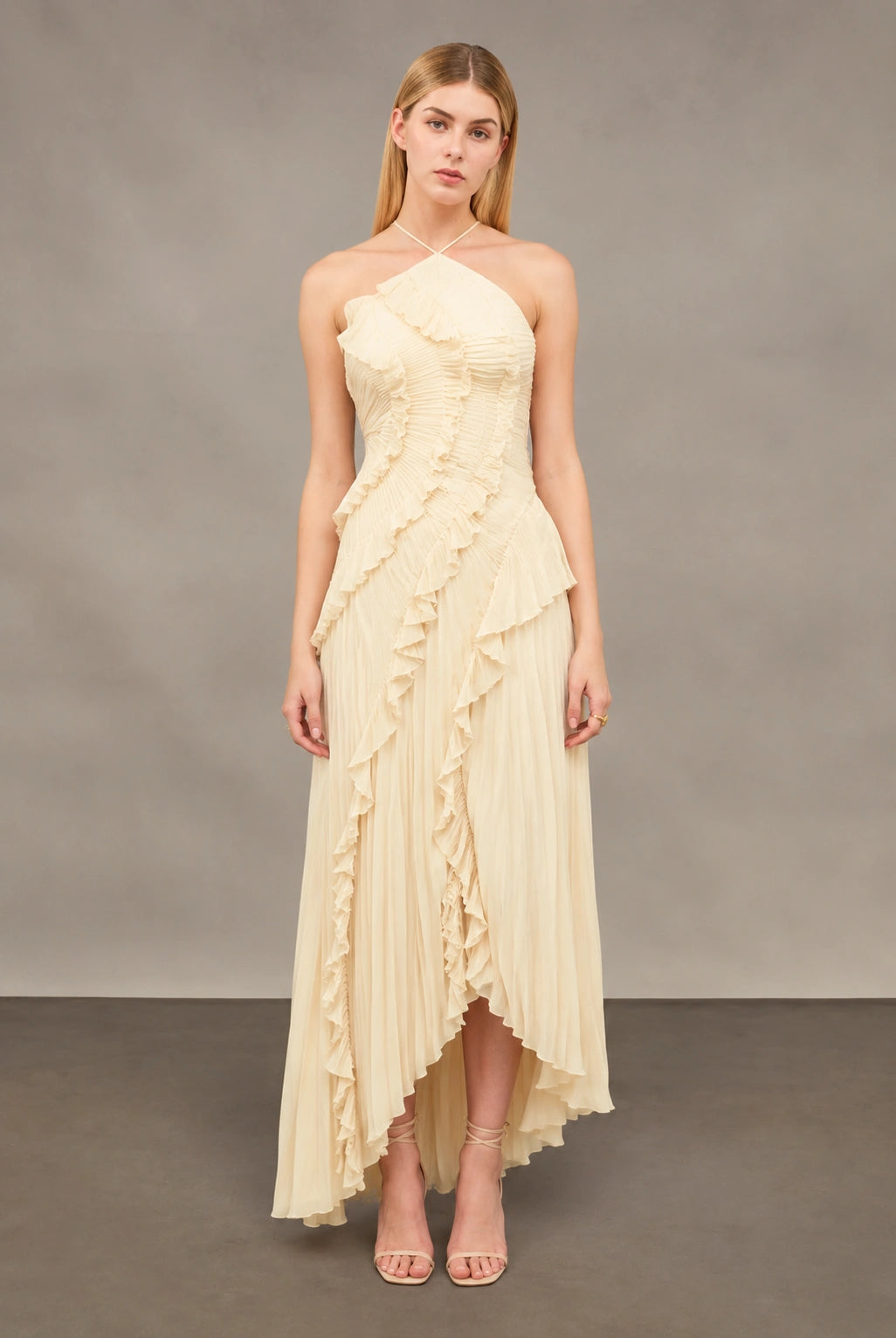 Aurora Pleated Gown - Buttercream Yellow Lus Deluné