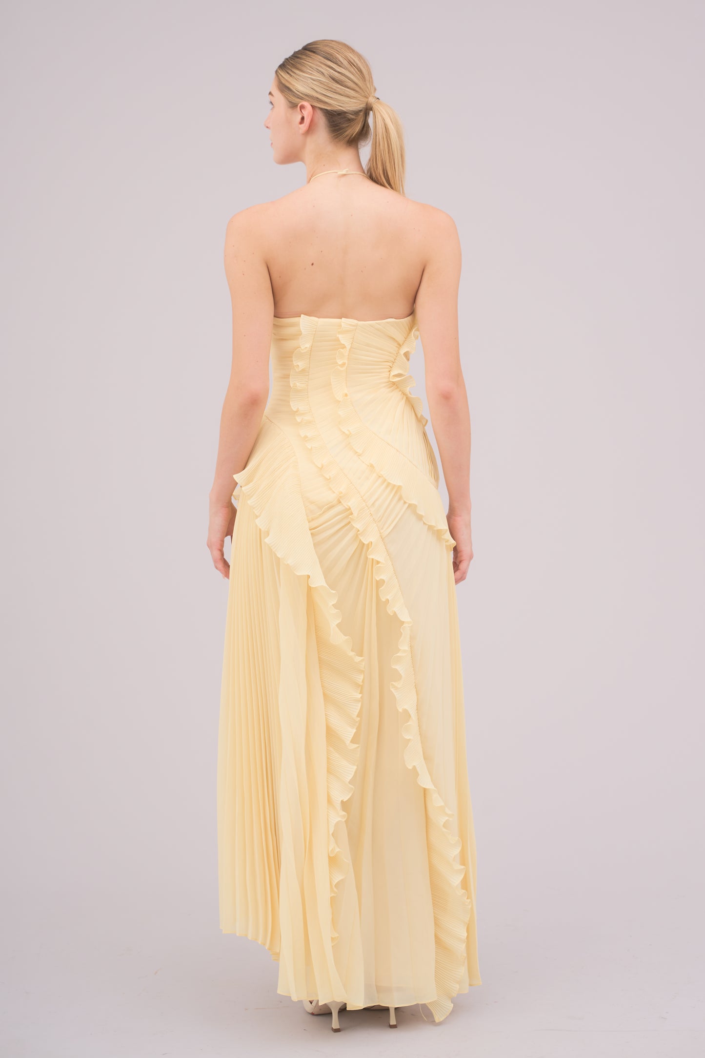 Aurora Pleated Gown – Buttercream Yell