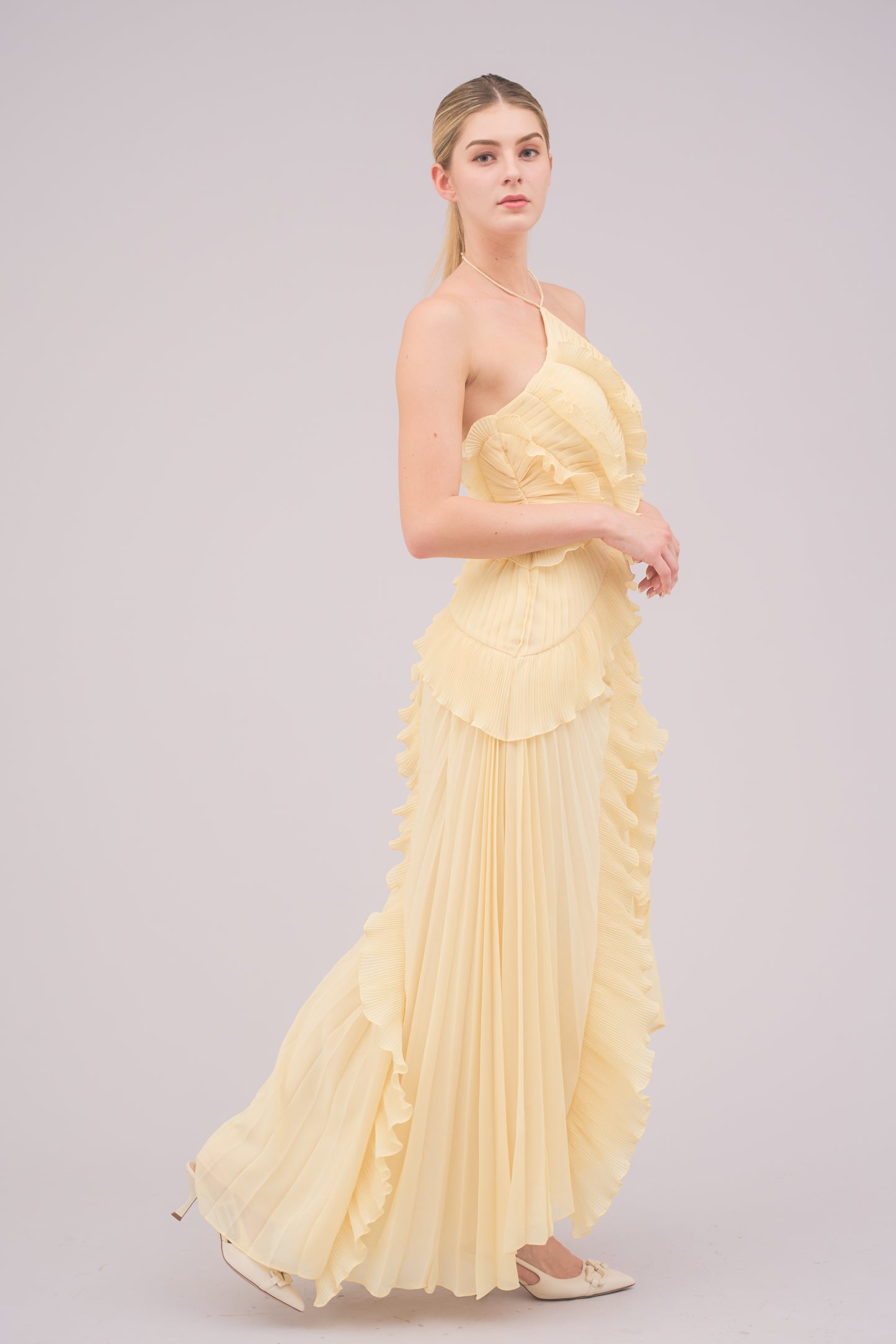 Aurora Pleated Gown – Buttercream Yell