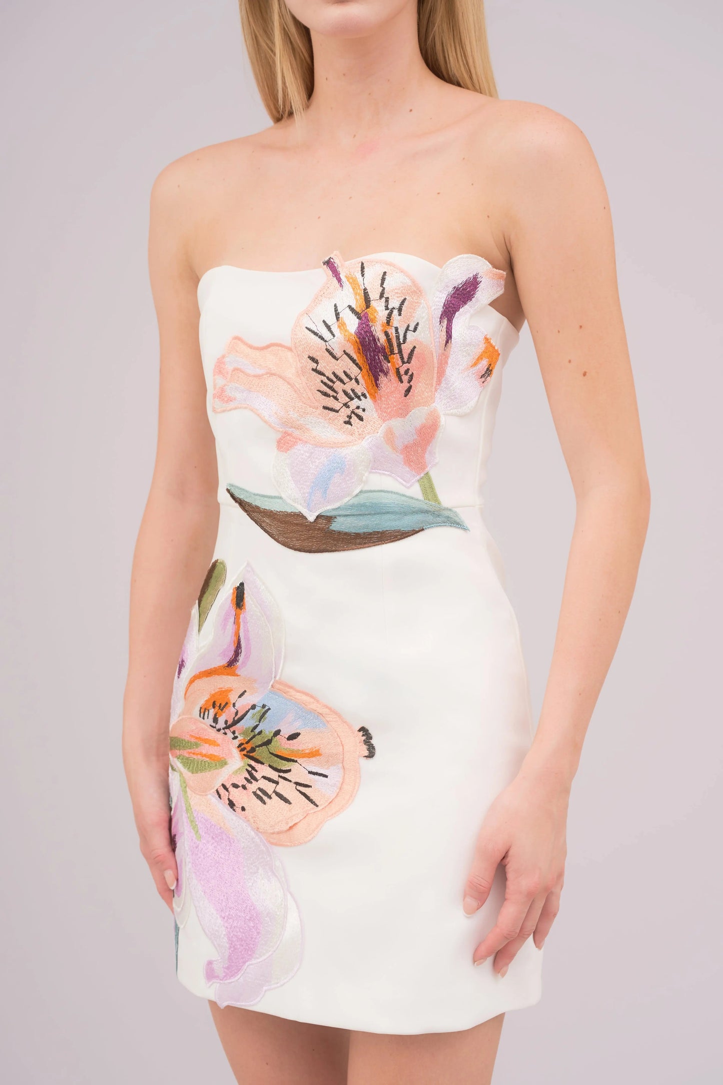 Orchid Embroidered Mini Dress - Ivory Lus Deluné