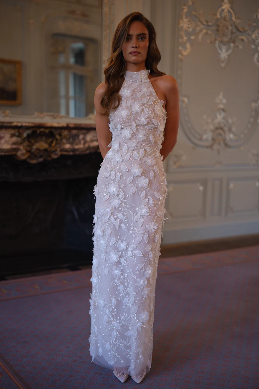 Elysia Halter Gown - Ivory Blossom Lus Deluné
