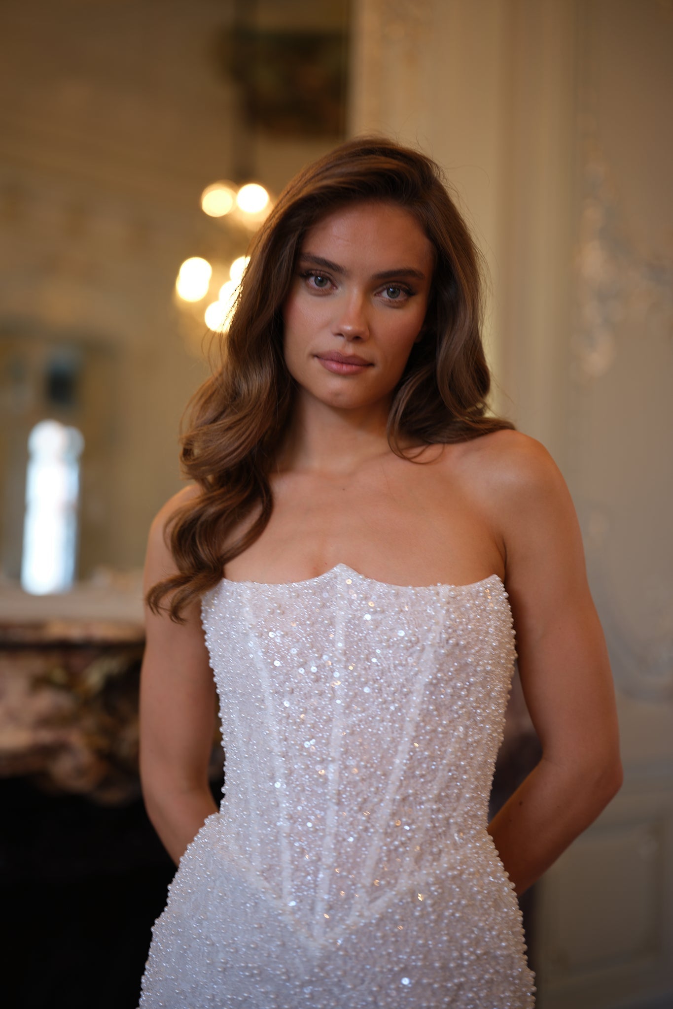 Celeste Sequin Corset Dress - Pearl White Lus Deluné