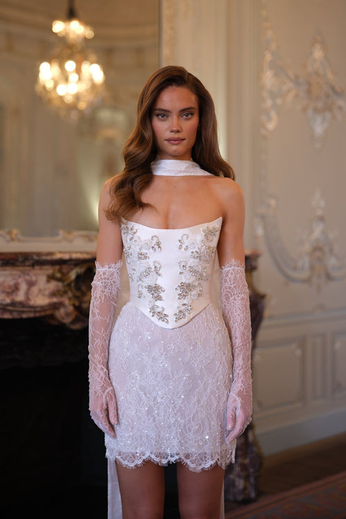 Everly Lace Mini Dress - White Ivory Lus Deluné