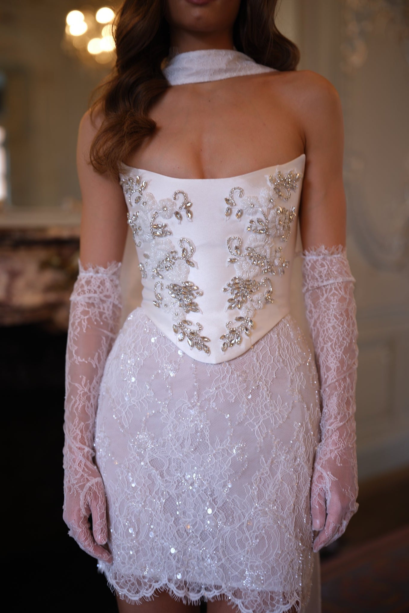 Everly Lace Mini Dress - White Ivory Lus Deluné