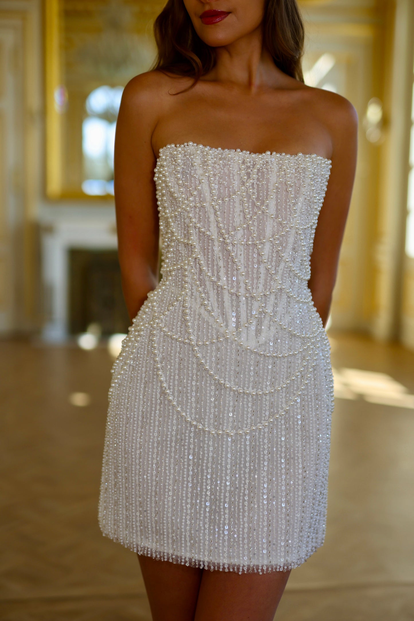 Valeria Pearl Corset Dress - Ivory Pearl Lus Deluné