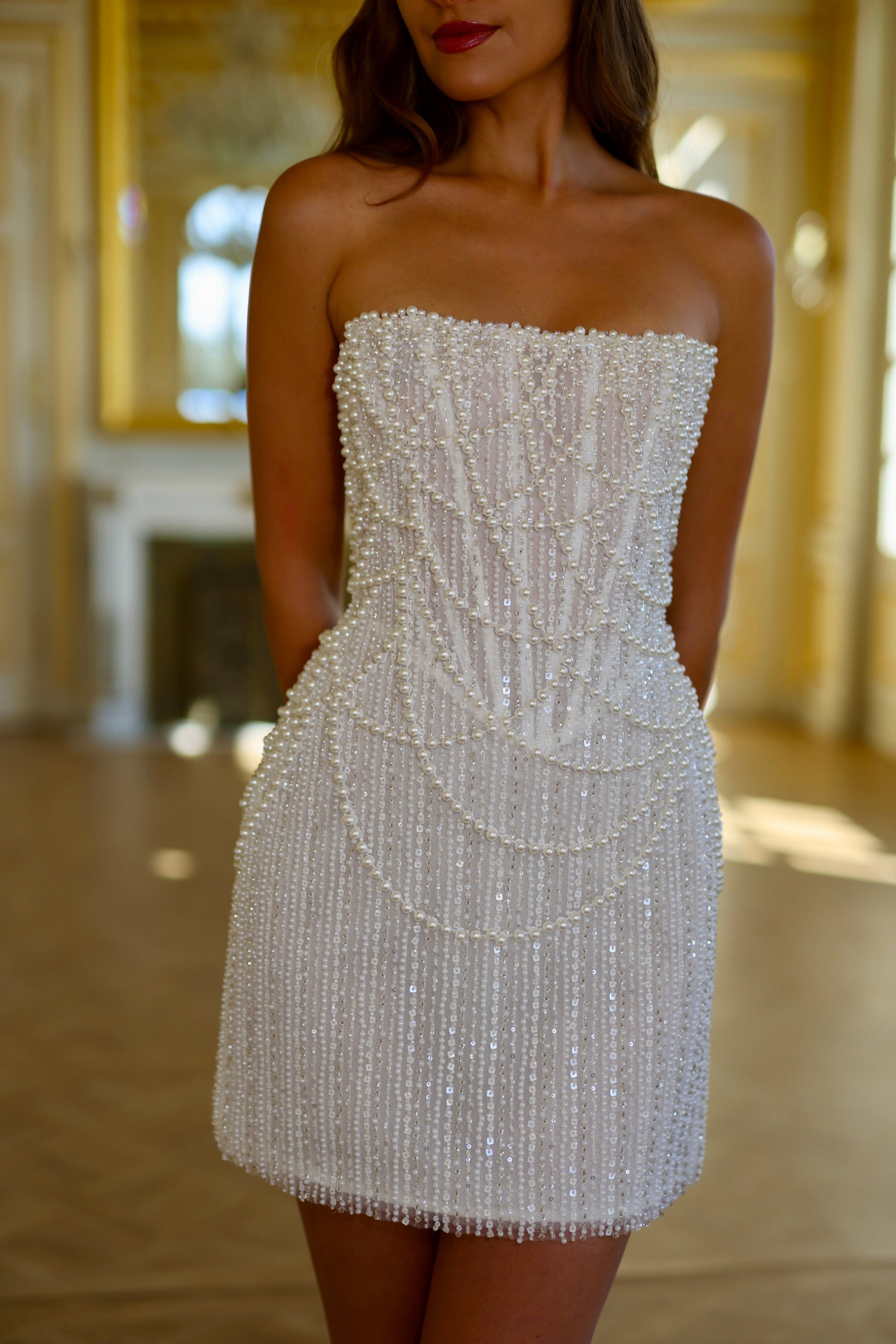 Valeria Pearl Corset Dress - Ivory Pearl Lus Deluné