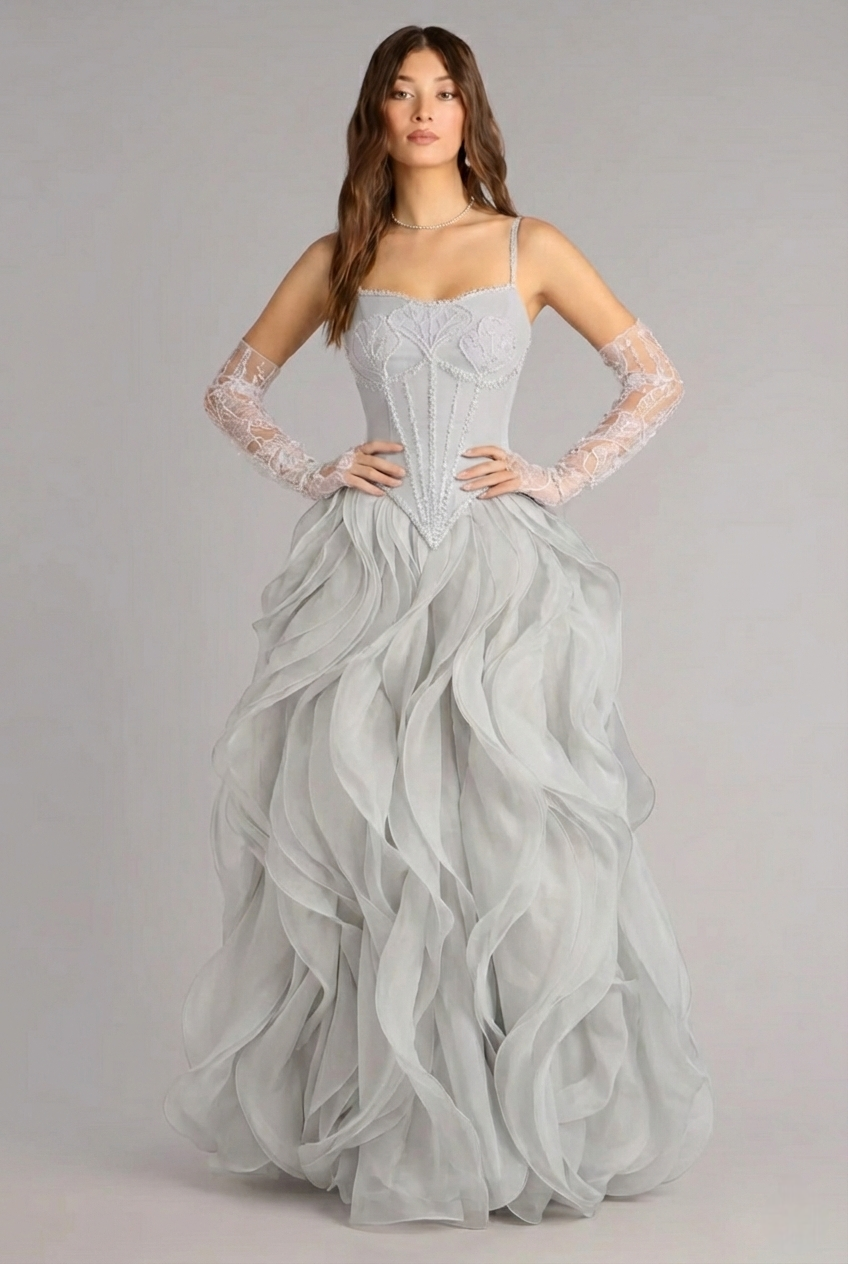Sylphine Corset Gown - Mist Silver Lus Deluné