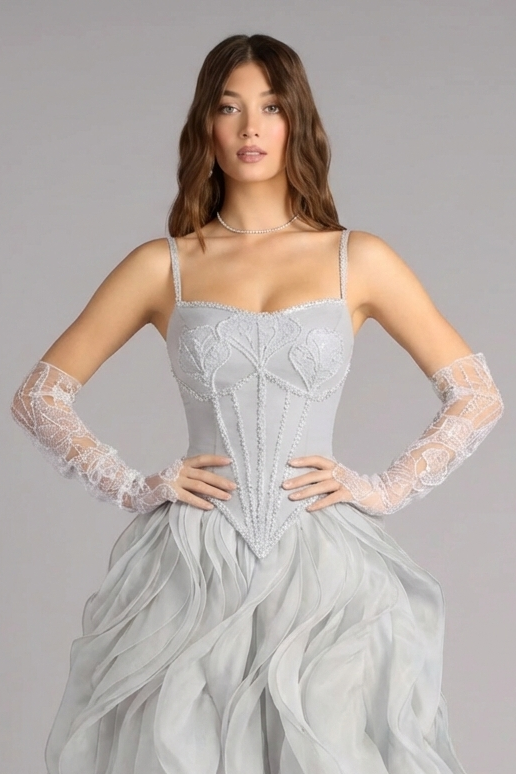 Sylphine Corset Gown - Mist Silver Lus Deluné