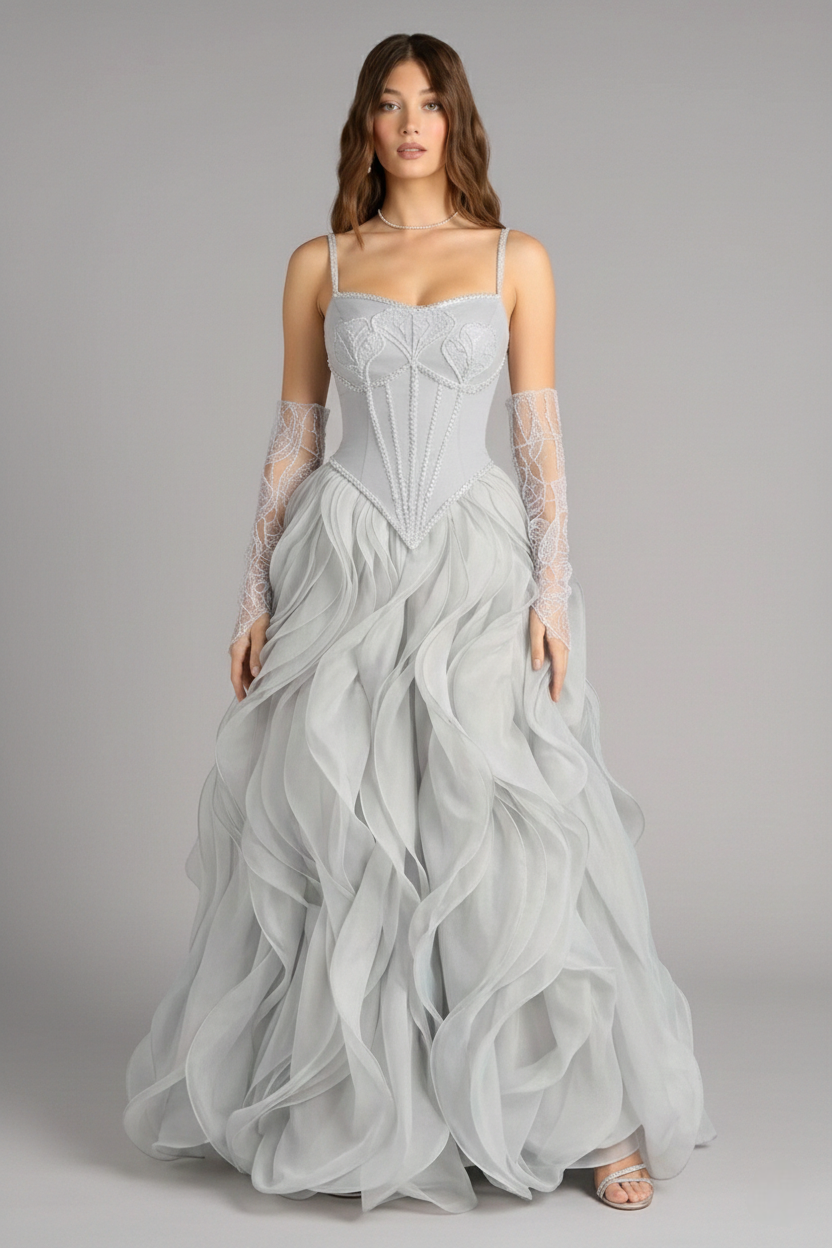 Sylphine Corset Gown - Mist Silver Lus Deluné